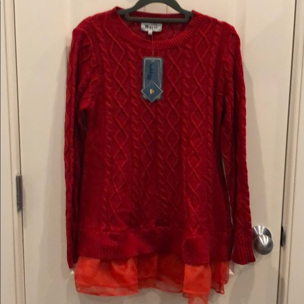 Red knit sweater